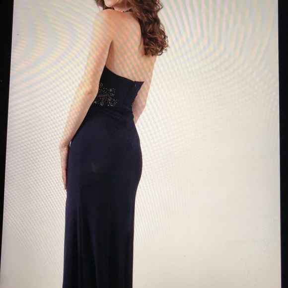 Blondie Nites Navy Open Back Embellished Gown - Picture 3 of 6